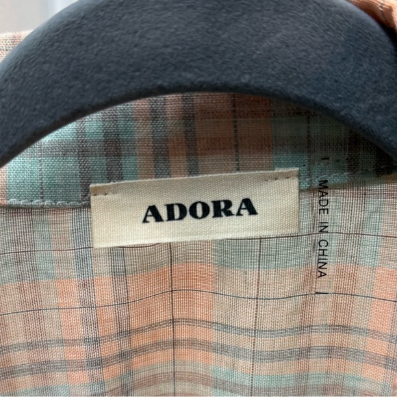 Women’s Plaid Button-Down Shirt in Peach & Mint - Picture 5 of 7